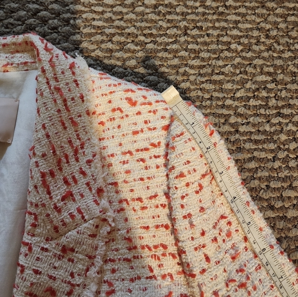 Rebecca Taylor Beckie Tweed Jacket White/Red Women's Size 4 - Picture 7 of 11
